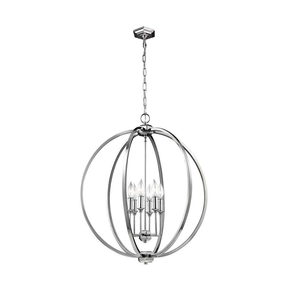 Corinne 6-Light Polished Nickel Hanging Pendant
