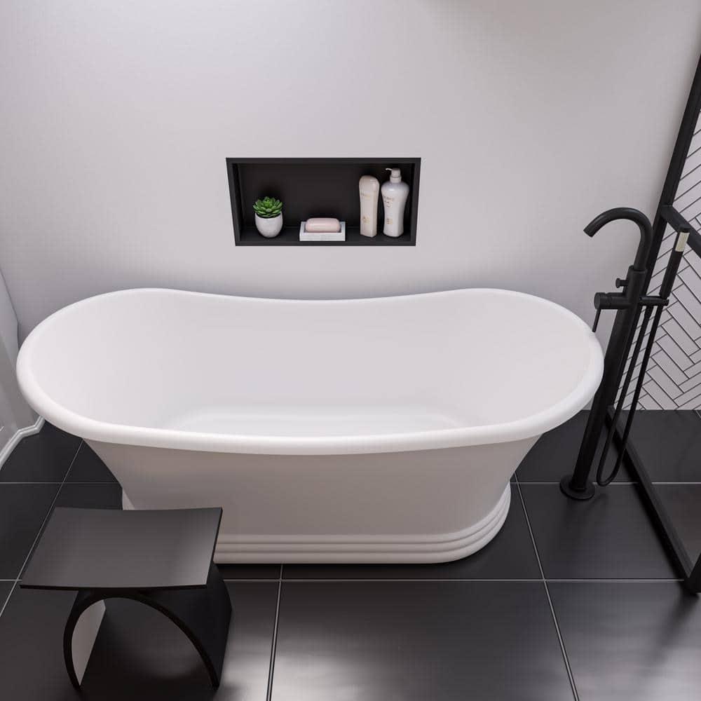 63.4'' x 29.5'' Freestanding Soaking Stone Bathtub