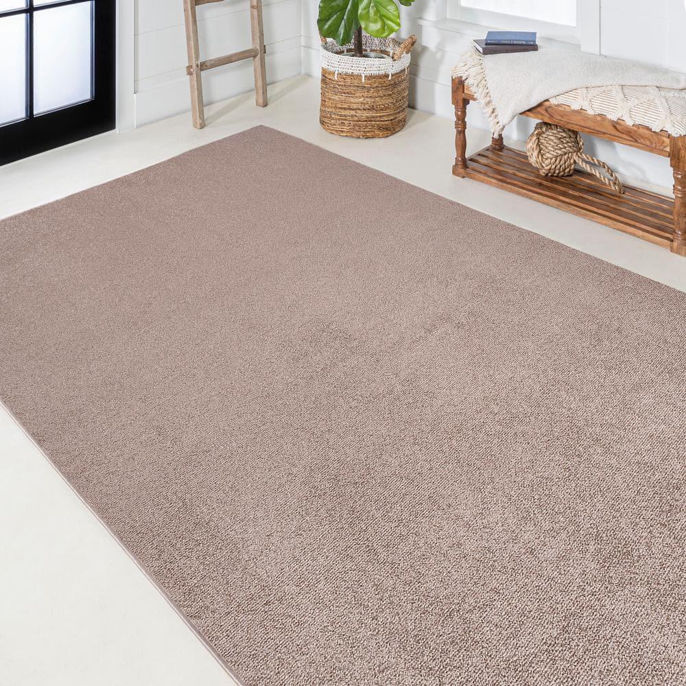5'x8' Haze Solid Low-Pile Area Rug, Brown - JONATHAN Y