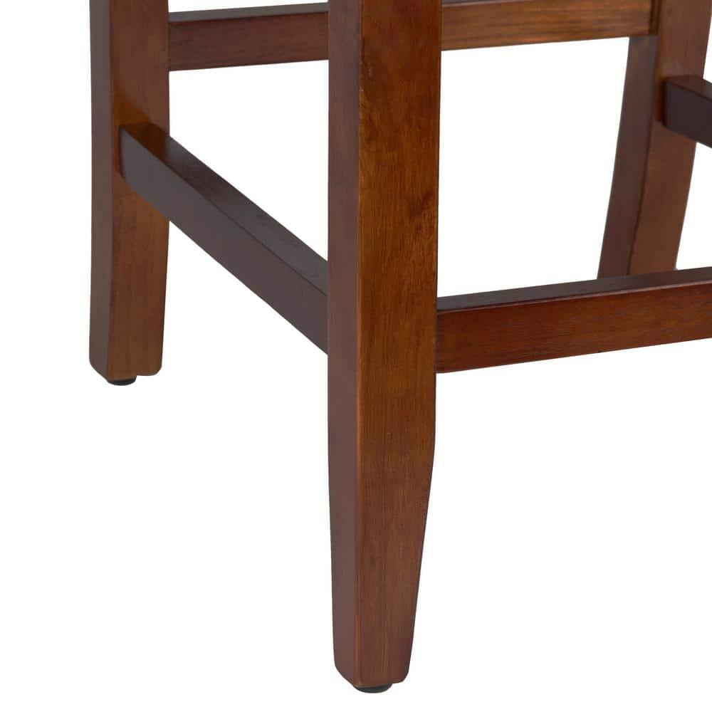 24" Faux Leather Luxury Counter Height Barstool Black - HomePop: Rubberwood Legs, Padded Back