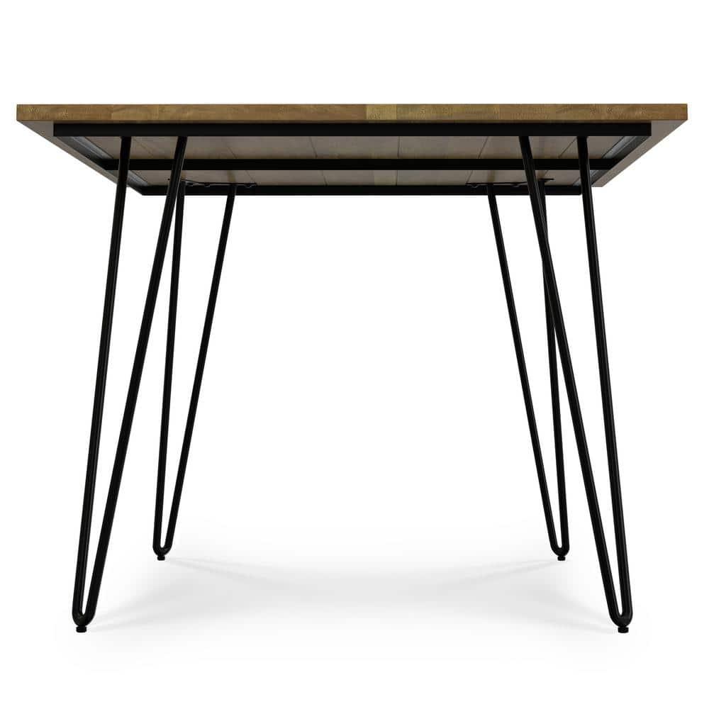 Hunter 66"W Solid Mango Wood Dining Table, Industrial Style with Hairpin Legs, Seats 6