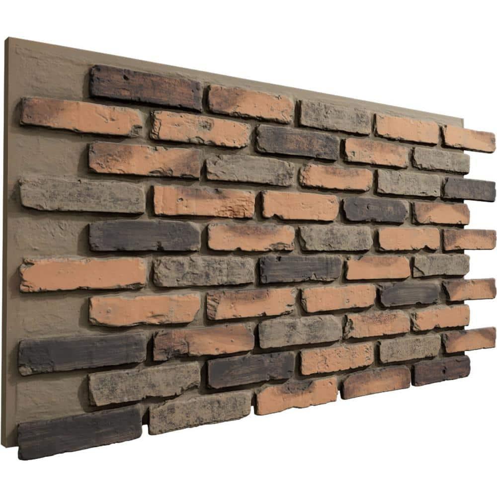 StoneCraft Aged Brick Faux Brick Panel, 46 7/8"W x 27"H x 1 1/4"D