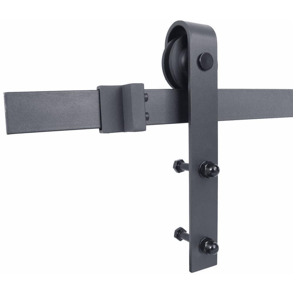 36 in. x 84 in. Distressed X Series Charcoal Black Solid with Hardware Kit Knotty Pine Wood Interior Sliding Barn Door