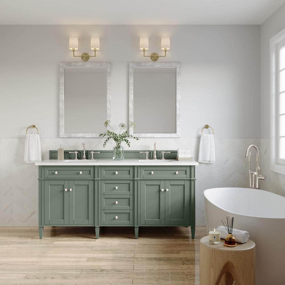 Smokey Celadon Green Double Vanity with Quartz Top