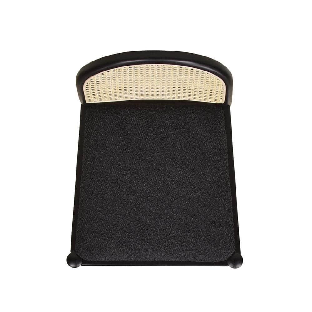 NicBex Dining Chairs Set of 2 Upholstered Chair Curved Back Cane Rattan Counter Stools, Fabric Accent for Kitchen, Bedroom, Black