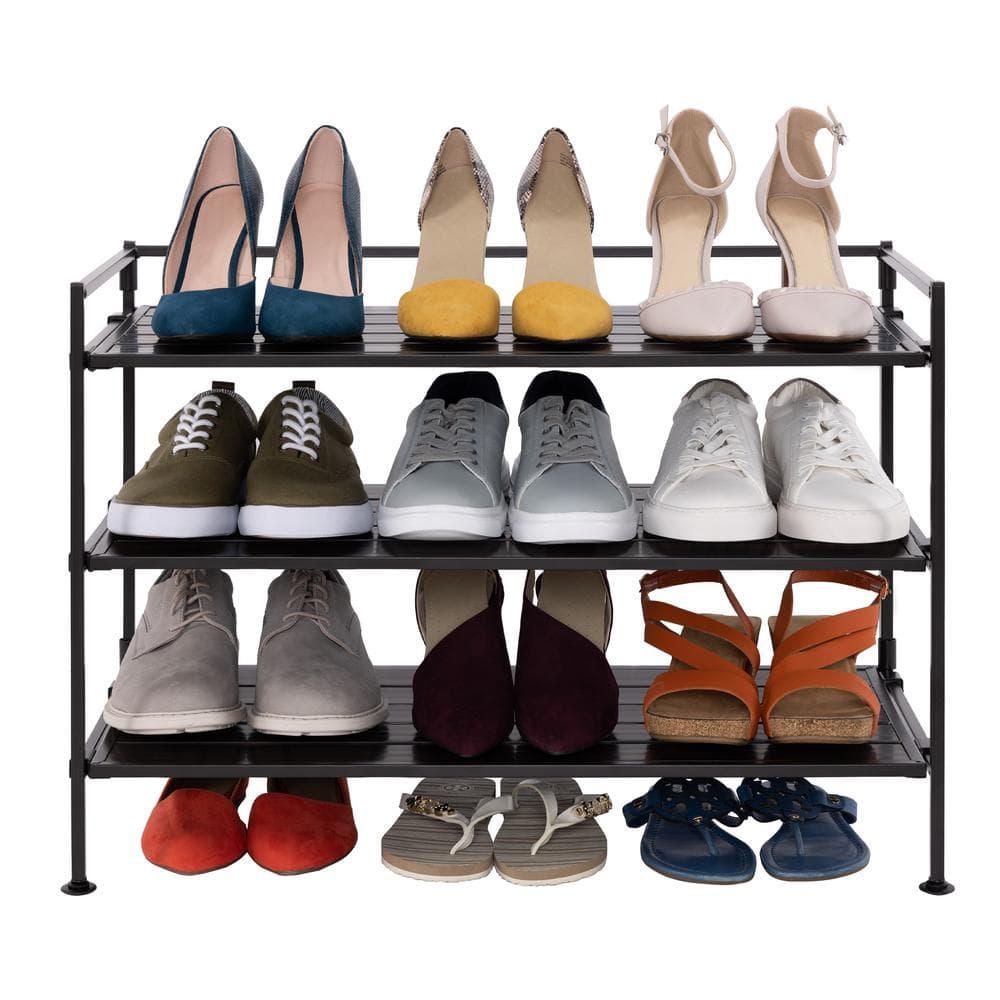 3-Tier (12 Pair) Stackable Resin Shoe Storage Rack