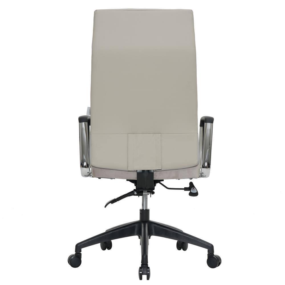 LeisureMod Hilton High-Back Adjustable Office Conference Chair Upholstered in Leather with Steel Frame in Tan