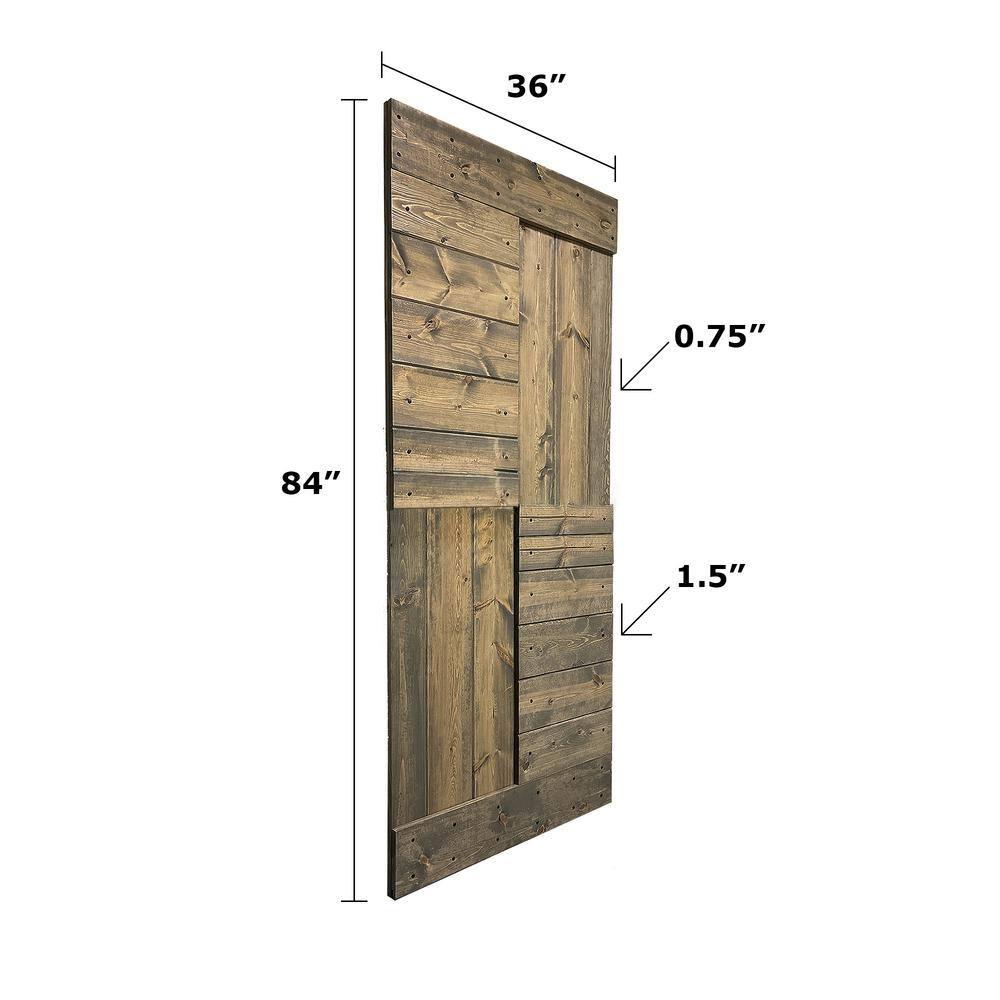 IsLife L Series Paneled Solid Wood Sliding Barn Door with Installation Hardware Kit -Assembly Needed