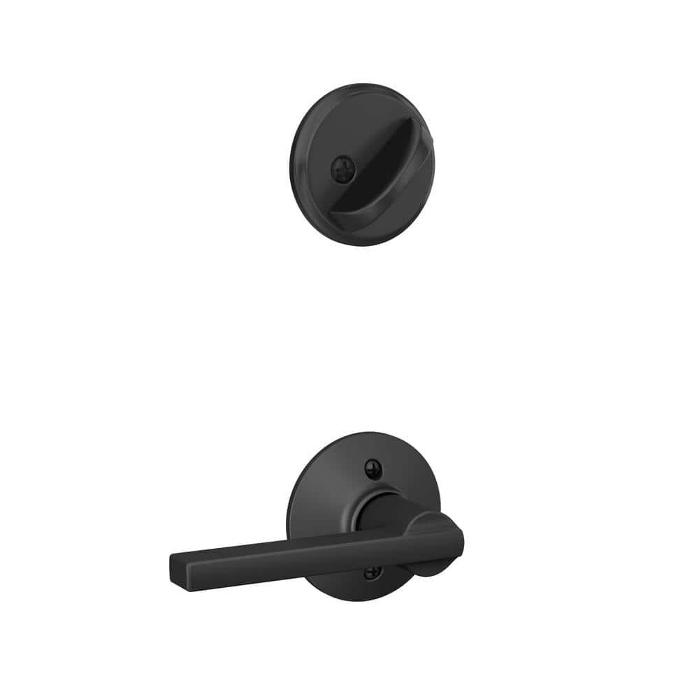 Schlage Latitude Straight/Contemporary Matte Black Entry Knob and Single Cylinder Deadbolt Right