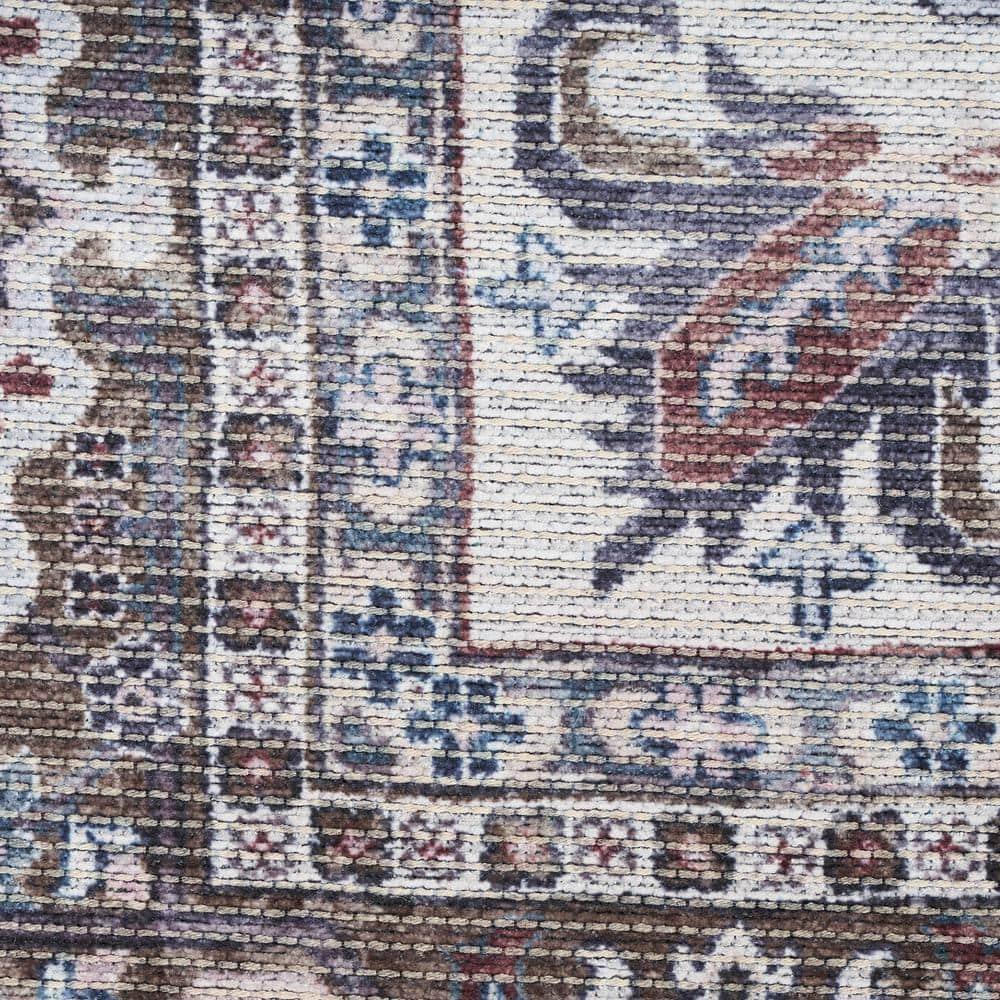 Oriental Machine Washable Cotton/Polyester Area Rug in Ivory/Olive