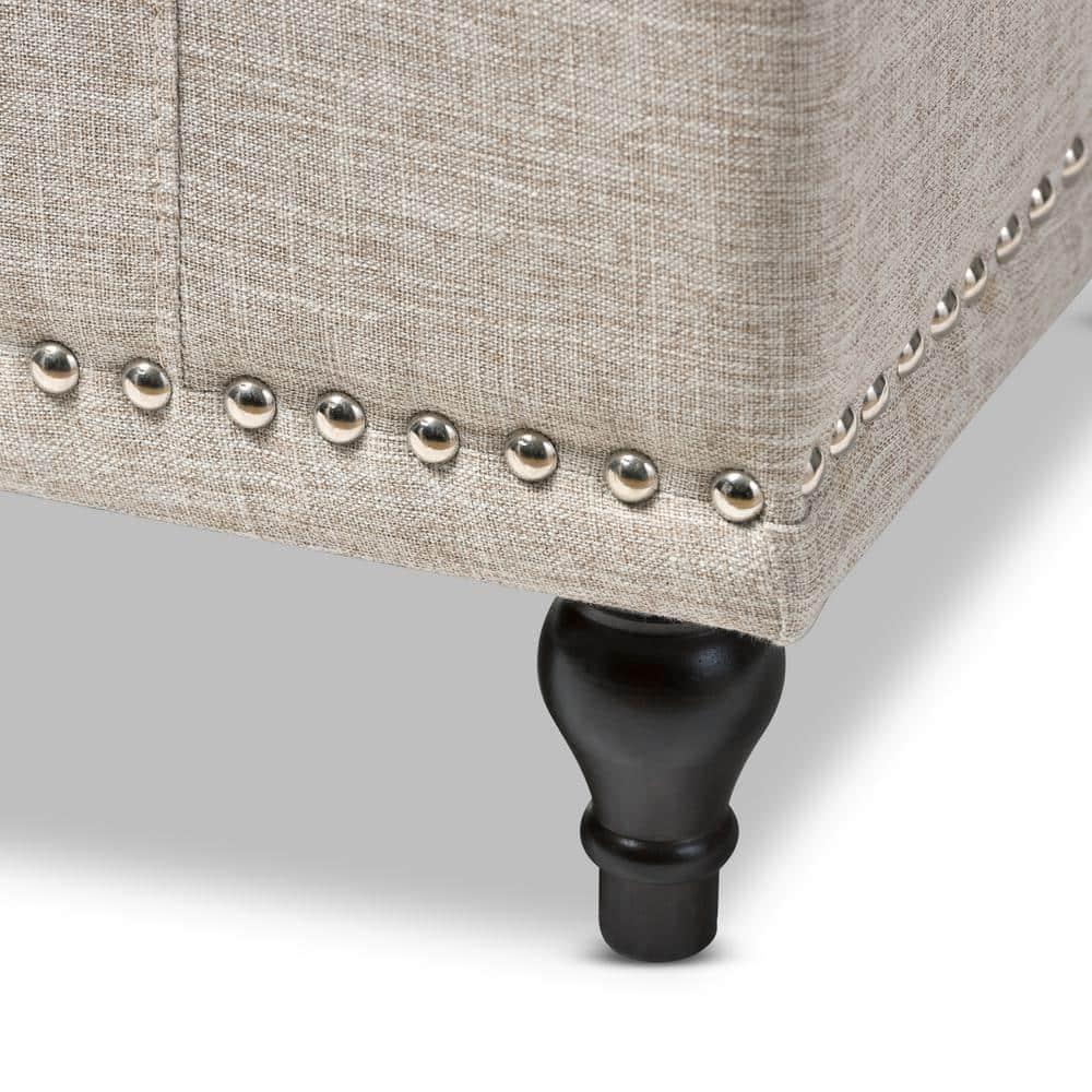 Kaylee Modern Classic Fabric Upholstered Button - Tufting Storage Ottoman Bench - Buff Beige - Baxton Studio