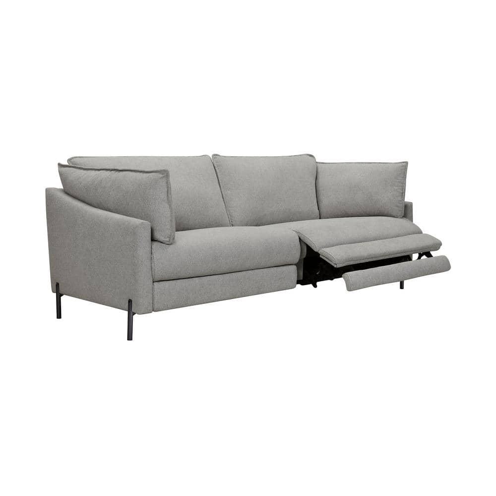 Armen Living Juliett 80" Modern Fabric Reclining Sofa in Gray