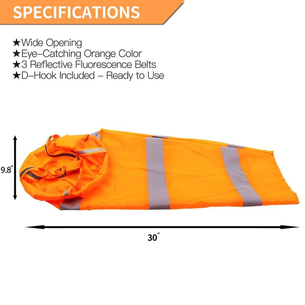 ANLEY Anley Windsock - Rip-stop Polyester Wind Direction Measurement Sock Bag with Reflective Belt - For Outdoors Airport Farm & Park - Orange