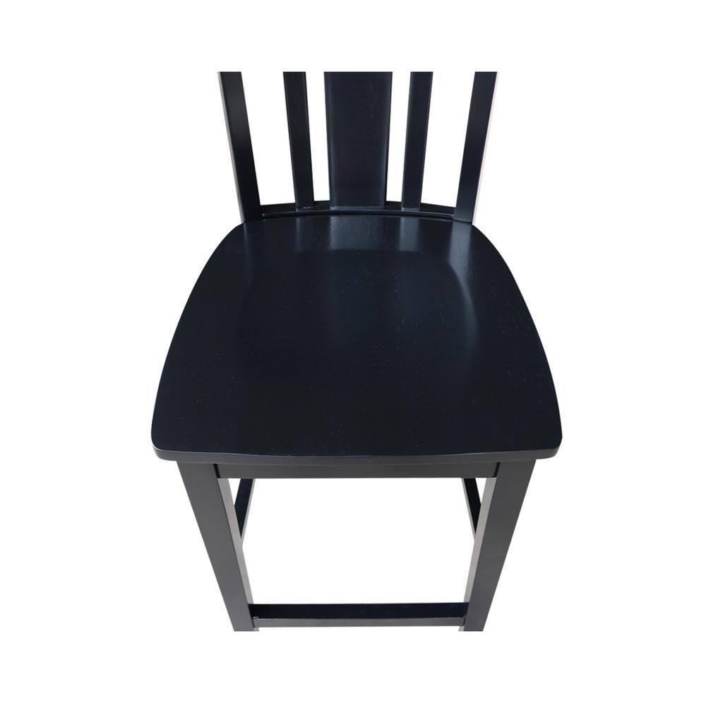 24" San Remo Counter Height Barstool Black - International Concepts: Solid Wood, Traditional Square Design, Durable Parawood
