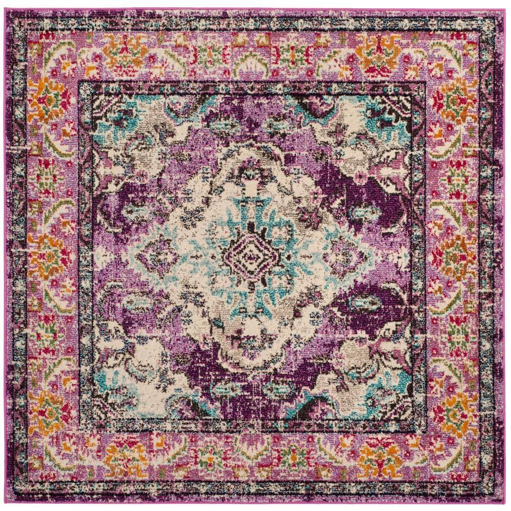 Monaco MNC243 Power Loomed Indoor Area Rug - Violet/Light Blue - 5'x5' - Safavieh.