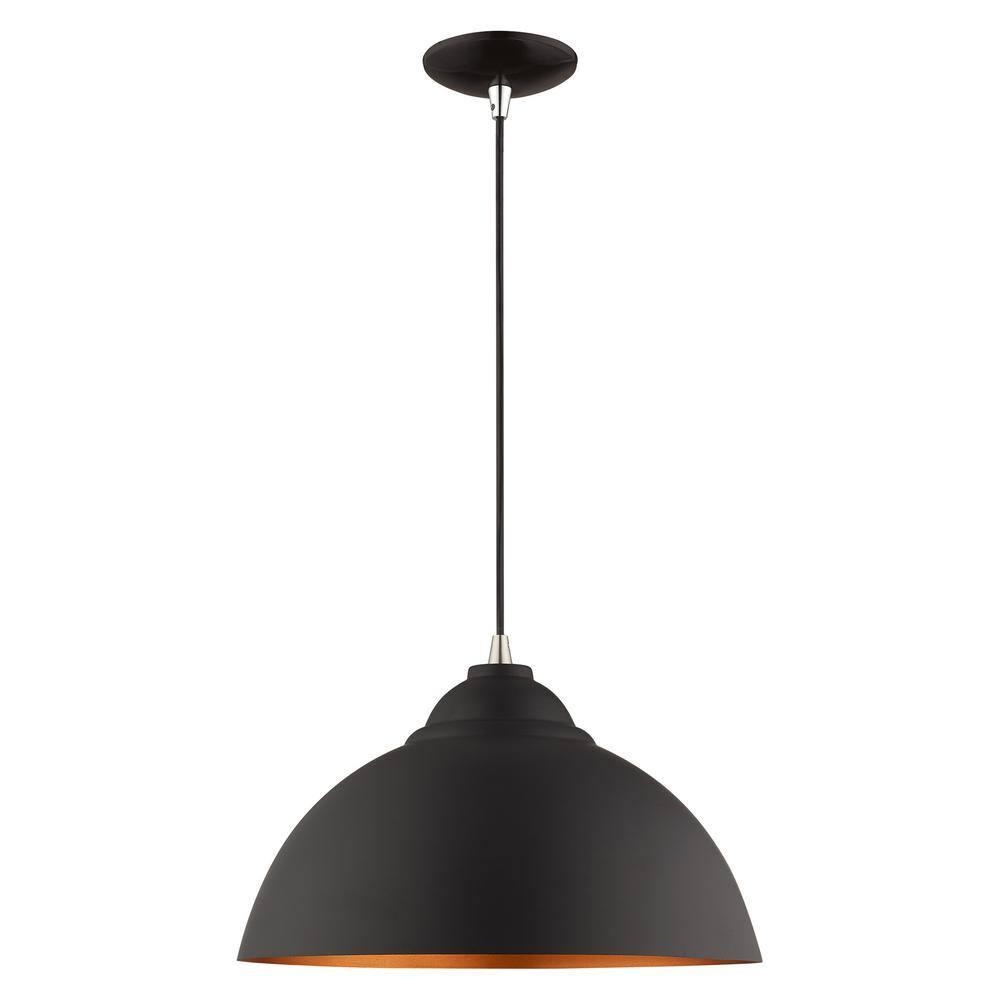 Livex Lighting Metal Shade 1 - Light Chandelier in  Black