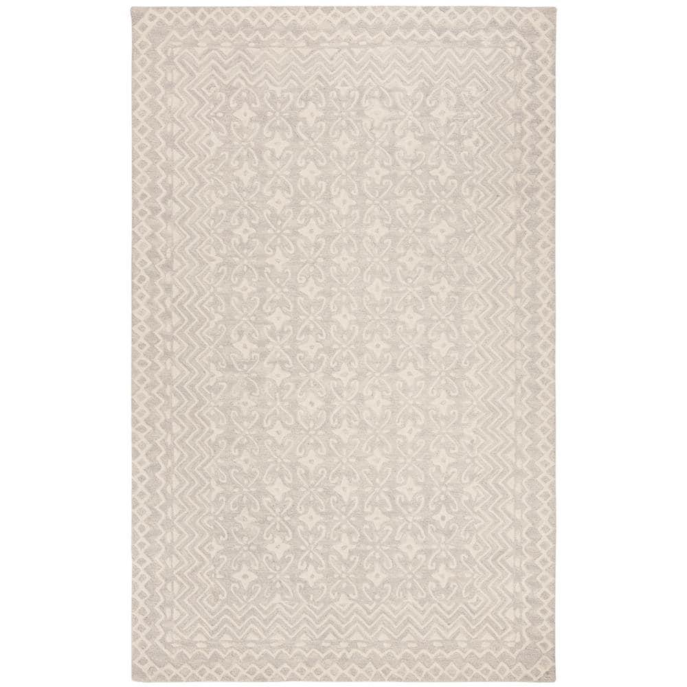 Blossom BLM114 Hand Tufted Area Rug - Grey/Ivory - 4'x6' - Safavieh..