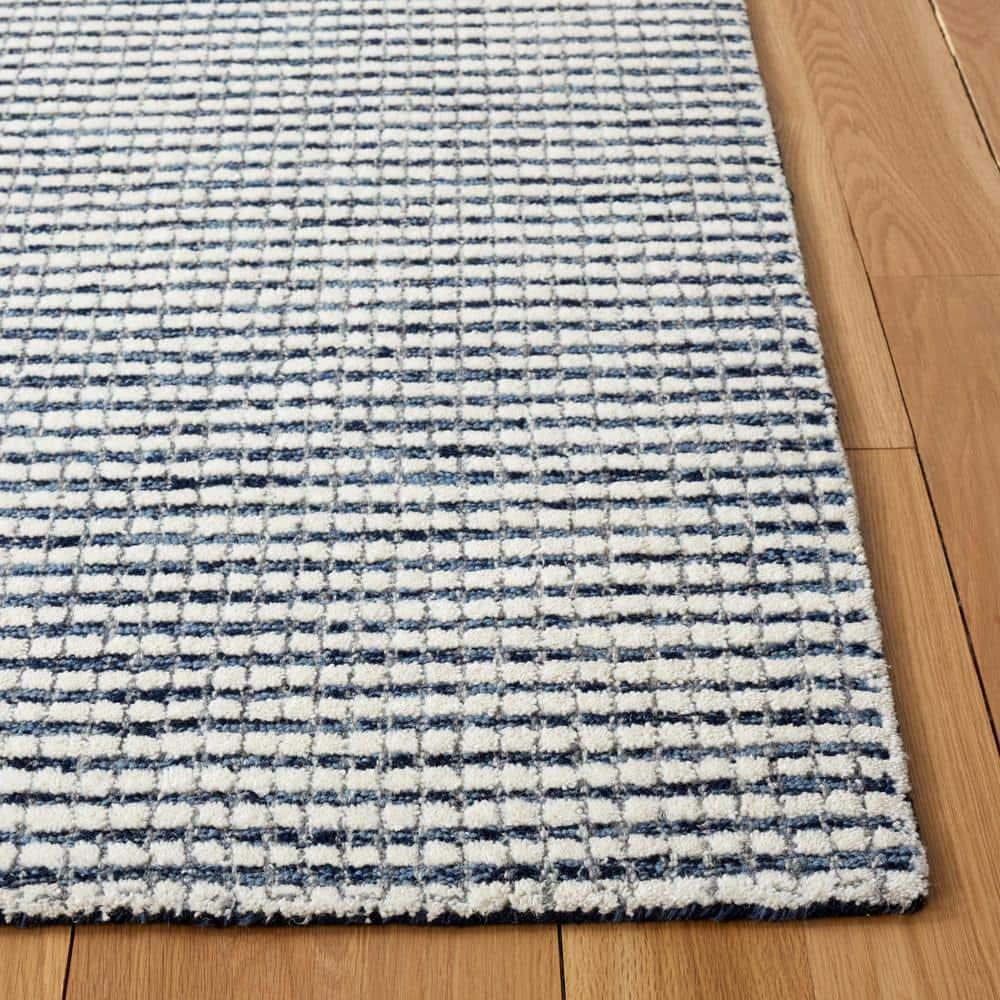 Abstract ABT853 Handmade Indoor Runner - Blue/Ivory - 2'-3"x8' - Safavieh