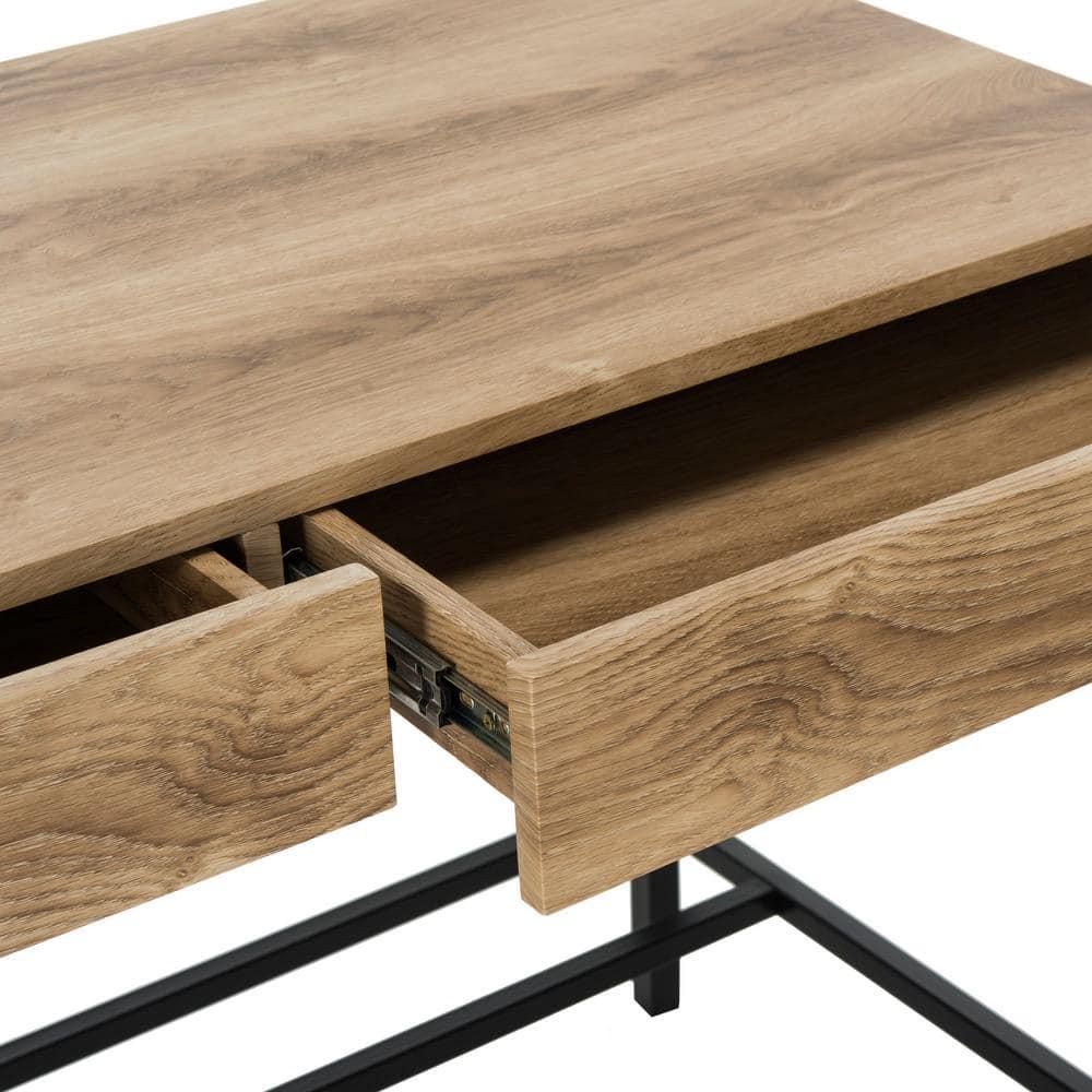 SAFAVIEH Patrick Mid-Century 2 Drawer Desk, Oak/Black
