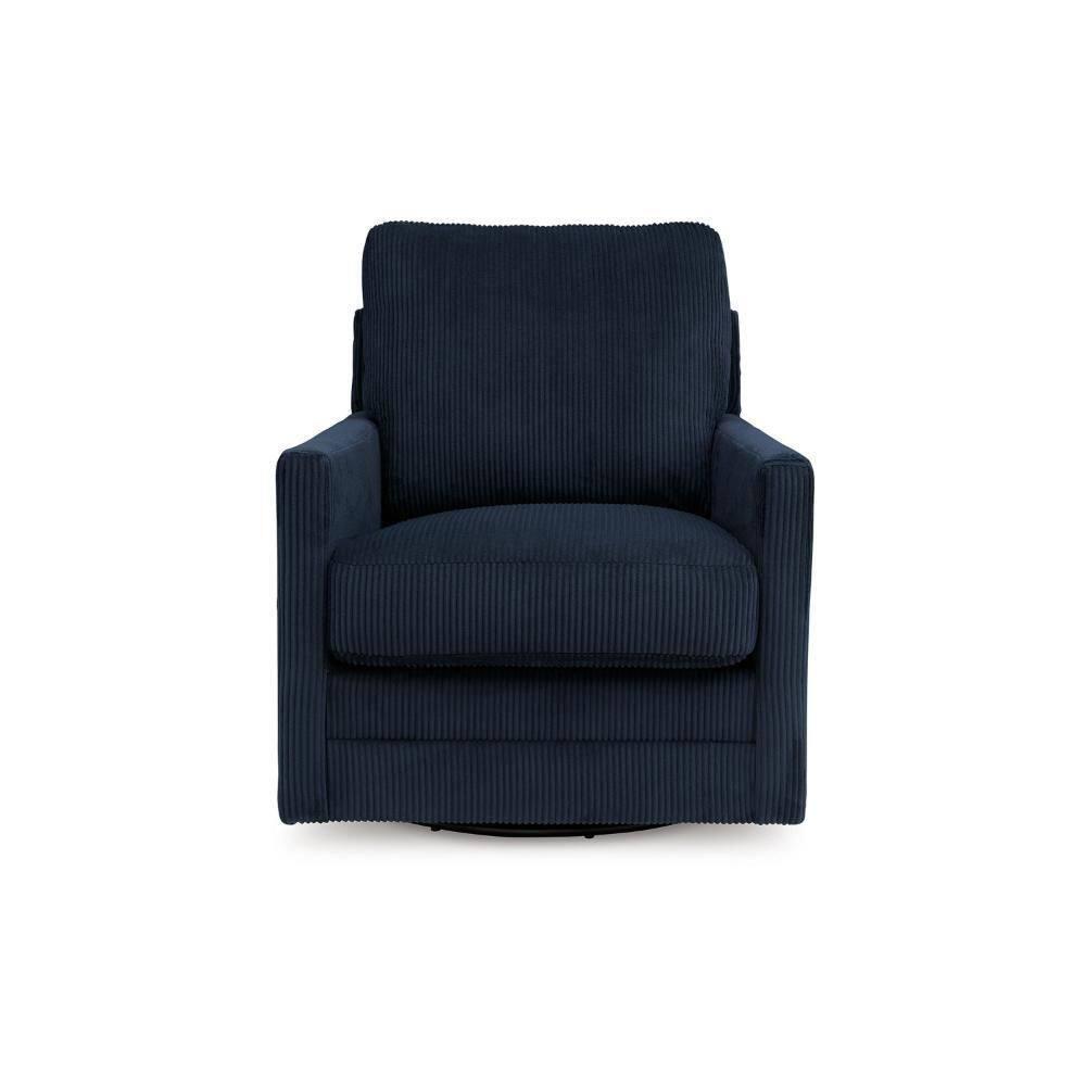Lipo Blue Polyester Blend Swivel Accent Chair with Metal Frame