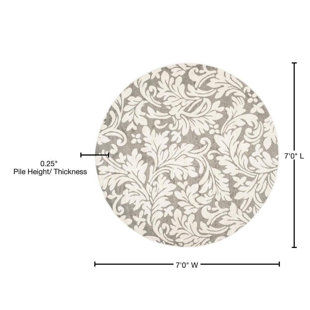 Amherst AMT425 Power Loomed Area Rug - Dark Grey/Beige - 7' round - Safavieh.