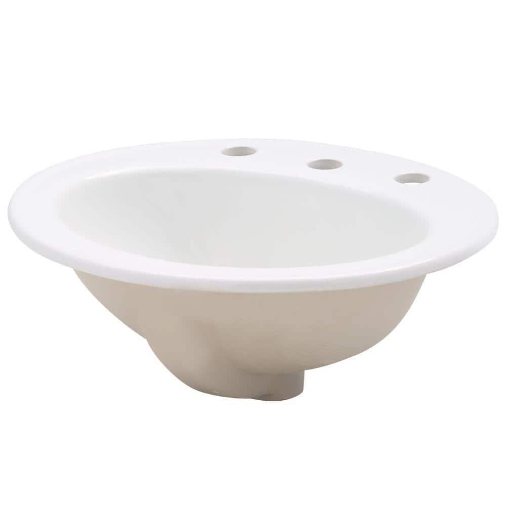 Pennington Ceramic Oval Drop-In Bathroom Sink with Overflow