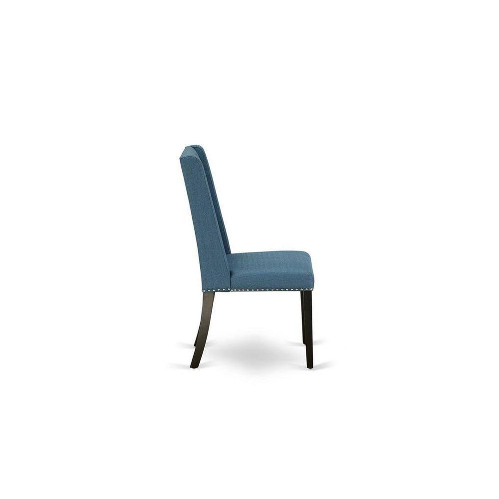 East West Furniture Antique 5-piece Wood Dining Set in Black/Mineral Blue