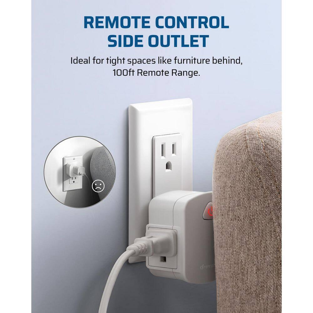 DEWENWILS Indoor Remote Control Outlet, Wireless Electrical Outlet Switch, 100 FT Range,  Compact Side Plug, ETL Listed, White
