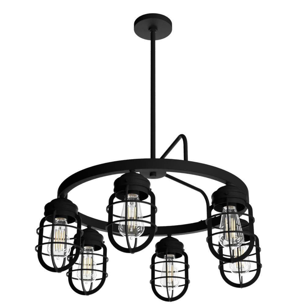 Hunter Fan Starklake 6 - Light Unique / Statement Wagon Wheel Chandelier