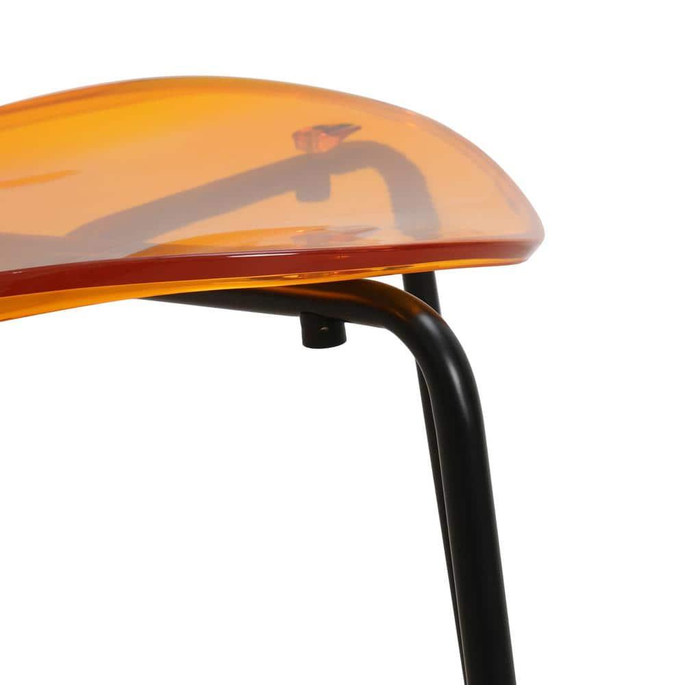 LeisureMod Oyster Black Chrome Base Side Chair in Transparent Orange