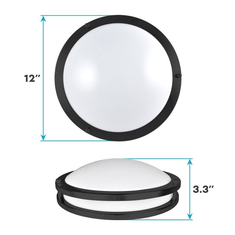 Luxrite 12 inch LED Flush Mount Ceiling Light, 5 Color Selectable 2700K-5000K, Dimmable, 14W, 1120 Lumens, ETL Listed, Matte Black