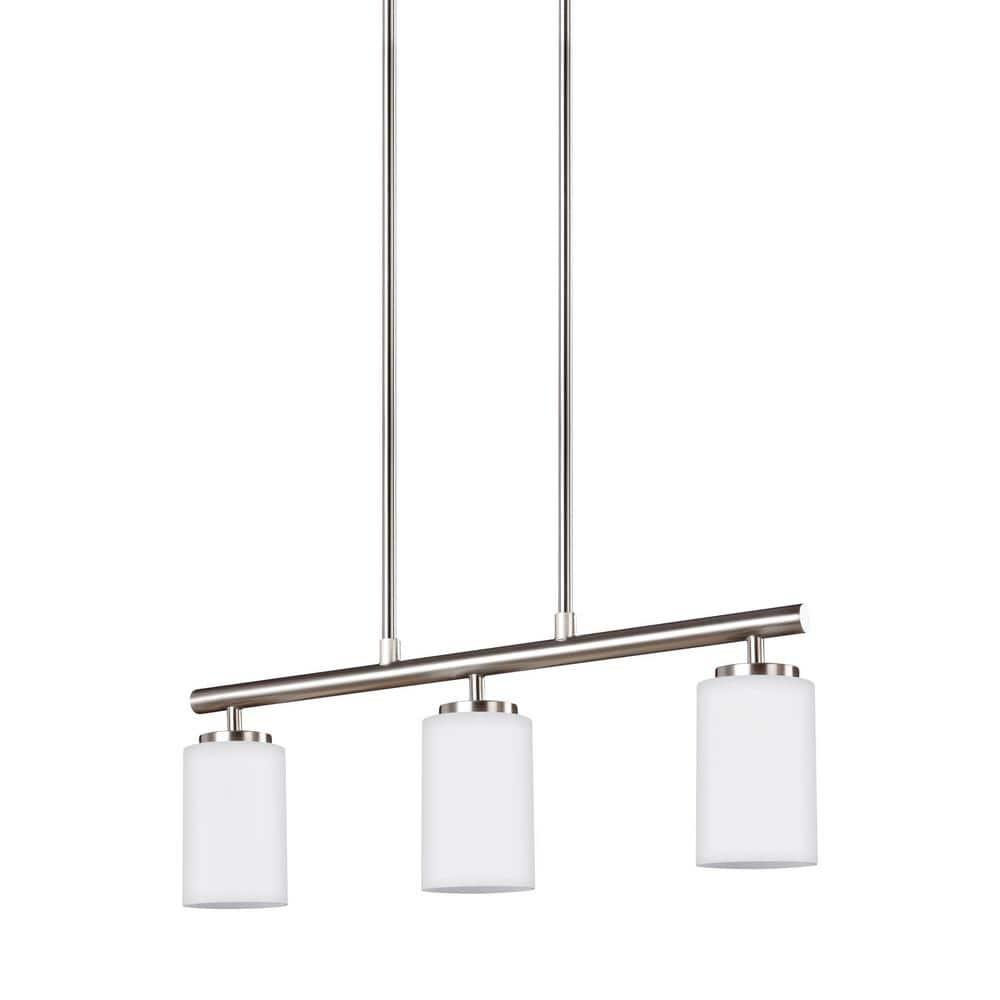 Sea Gull Lighting 66160-962 Oslo Three-Light Island Pendant Hanging Modern Light Fixture, Brushed Nickel Finish