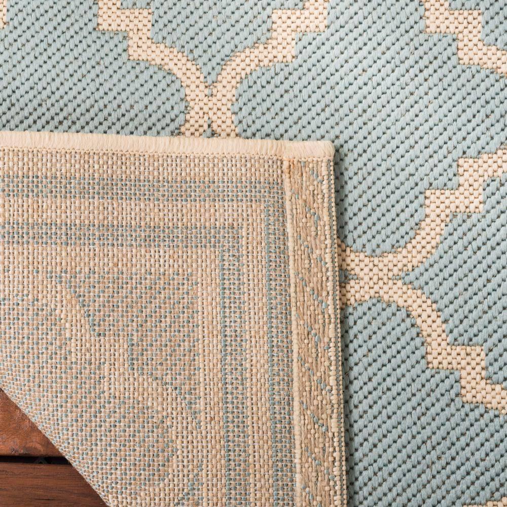 SAFAVIEH Beach House Nima Trellis Indoor/Outdoor Area Rug Aqua/Cream, 5'3" x 7'6"