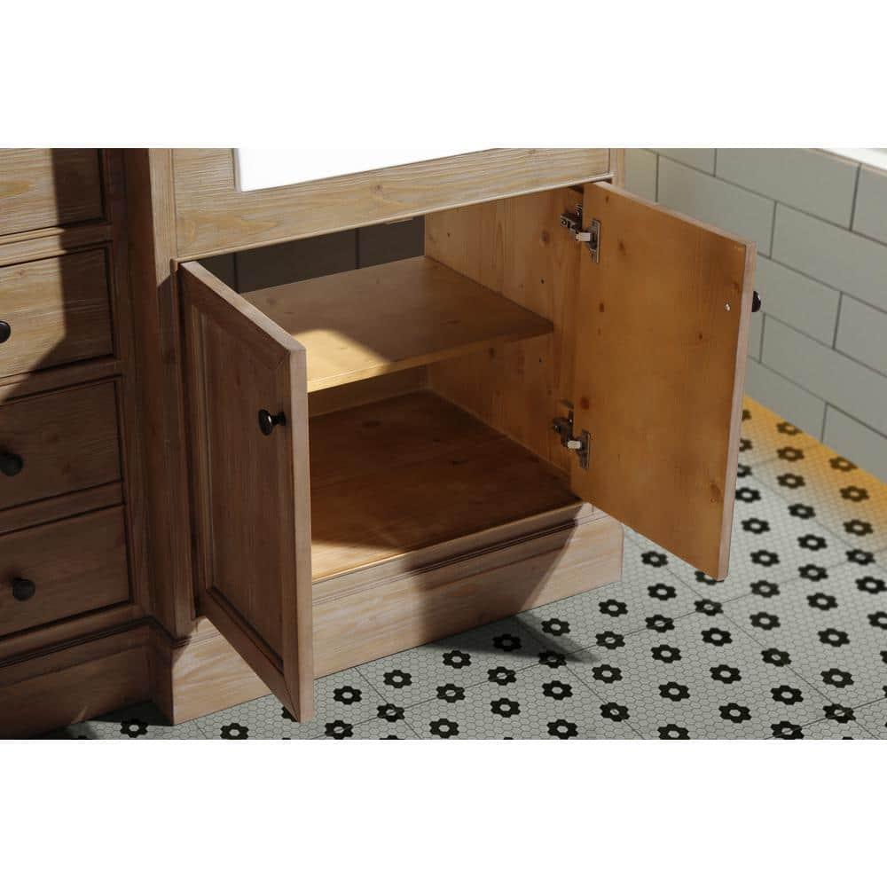 Kelly 72" Bathroom Vanity Weathered Fir - White Engineered Countertop