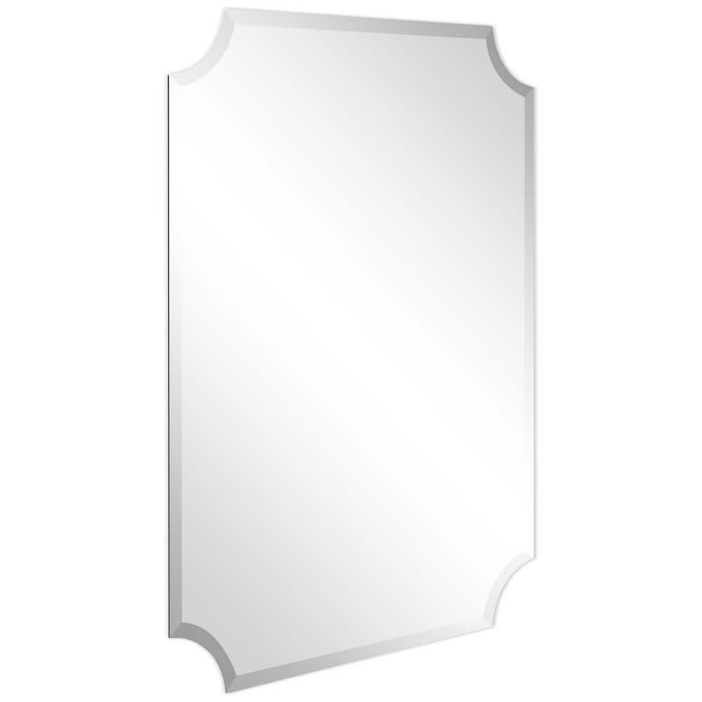 Empire Art Direct Frameless Rectangle Scalloped Beveled Wall Mirror - Clear 30 in. x 0.39 in. x 40 in.