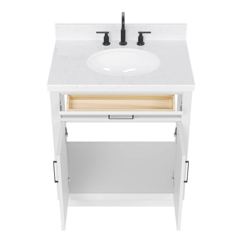 Tidworth 30.25'' Single Bathroom Vanity with Carrara Quartz Top