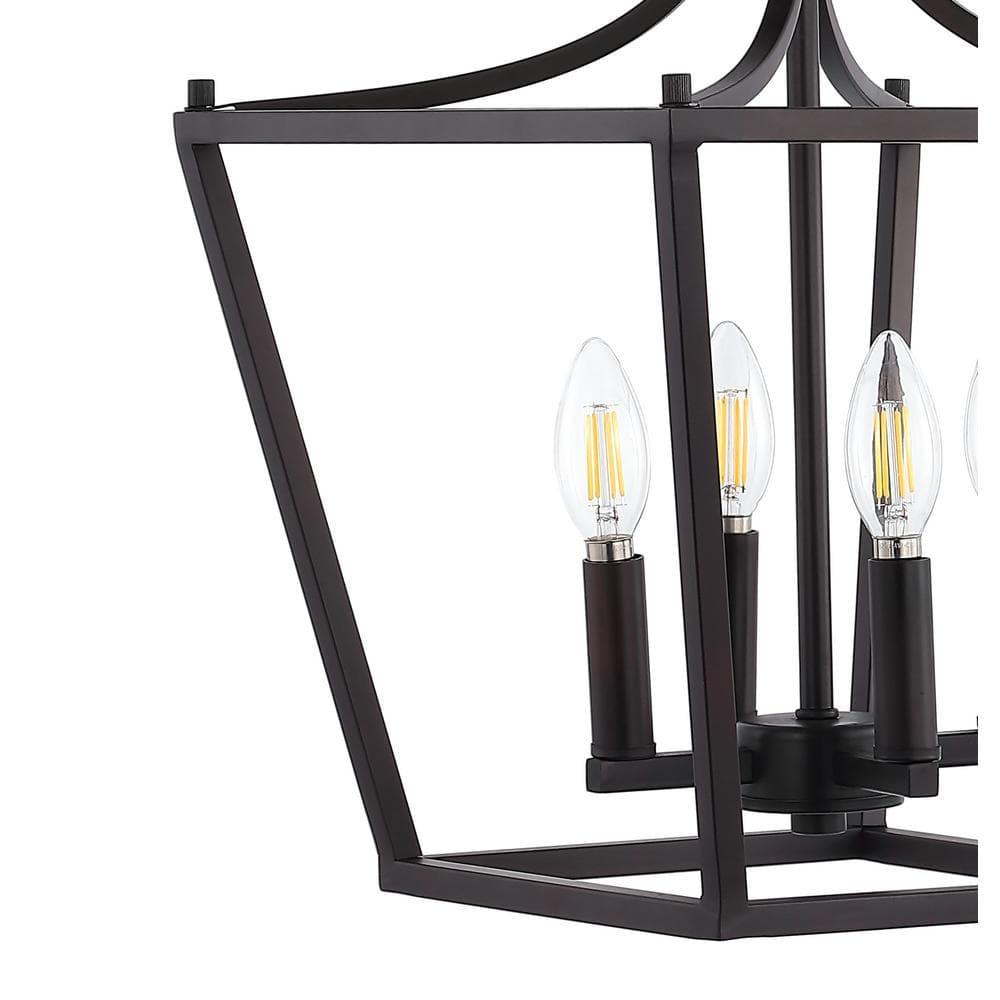 Camden 13" 4-Light Iron Classic Midcentury Pendant Lantern, Oil Rubbed Bronze