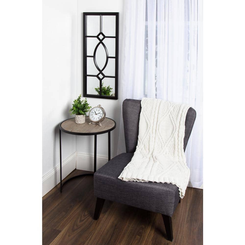 13" x 30" Cassat Framed Wall Accent Mirror Black - Kate and Laurel: Modern Glossy Finish, No Assembly Required