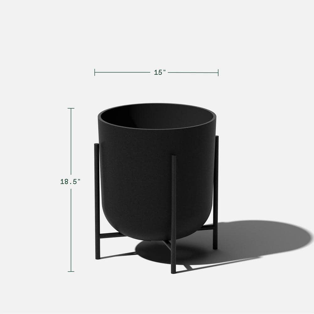 Veradek Mason Series Raised Kona 15" Plastic-Stone Planter with Stand - (Black/1 Pack)