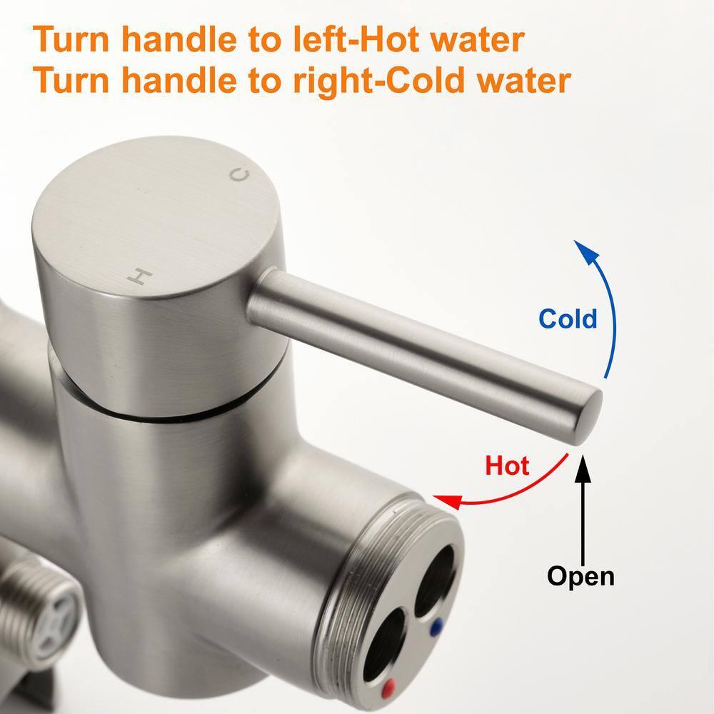 Double Handle Floor Mounted Freestanding Tub Filler With Handshower