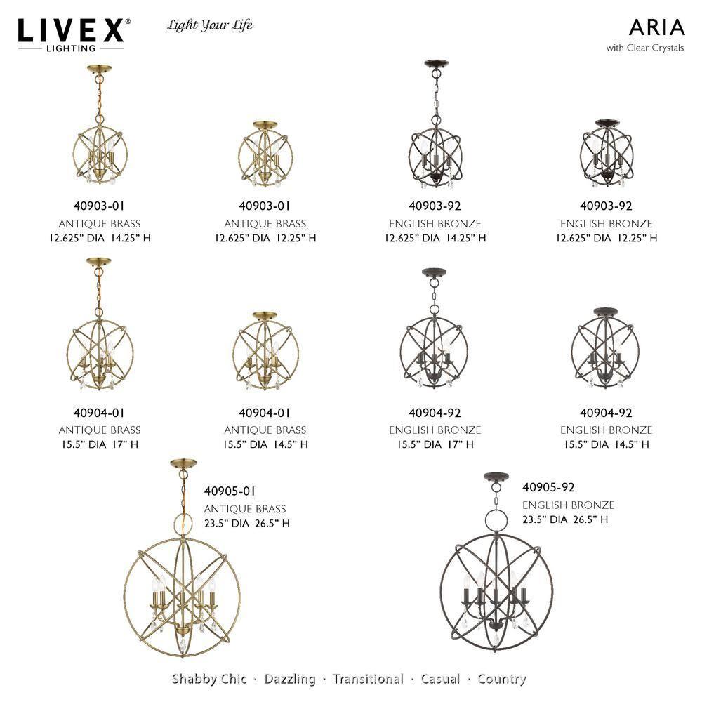 Livex Lighting Aria 5 - Light Chandelier in  Antique Brass