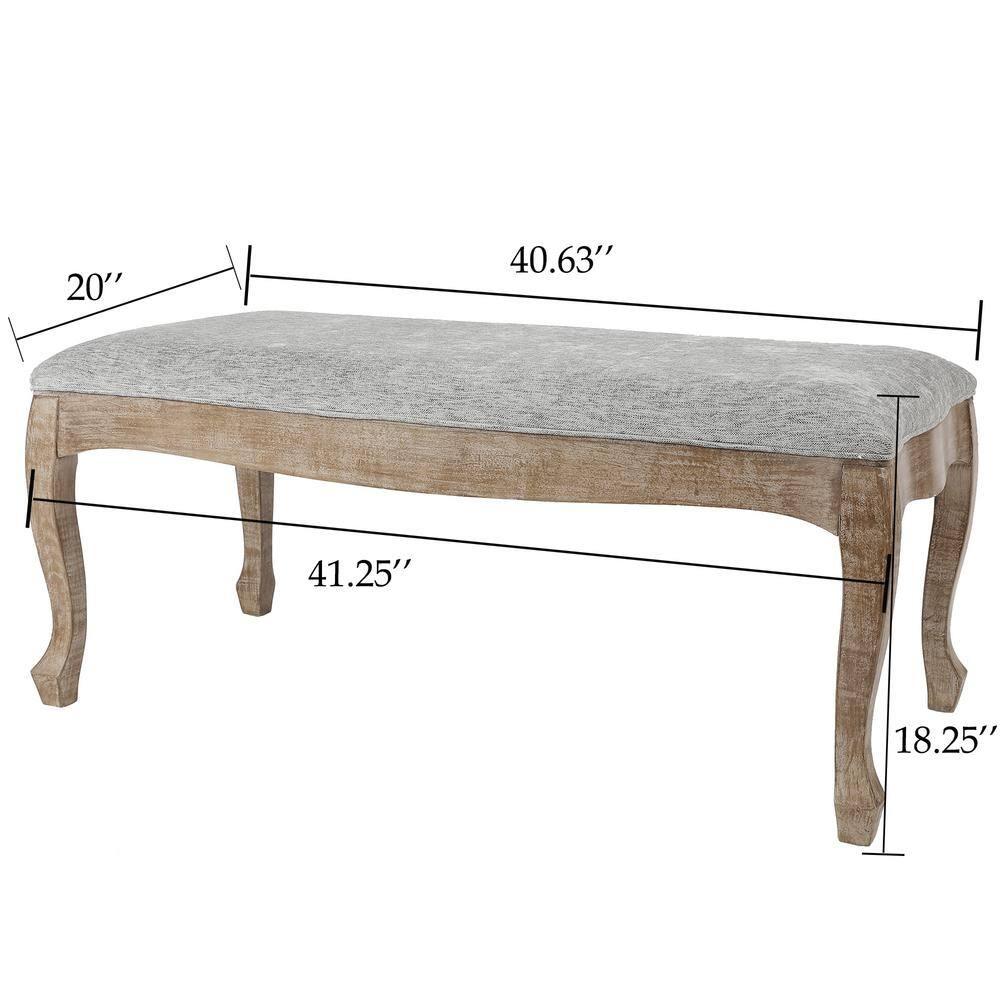 LuxenHome Upholstered Gray Linen Entryway and Bedroom Bench