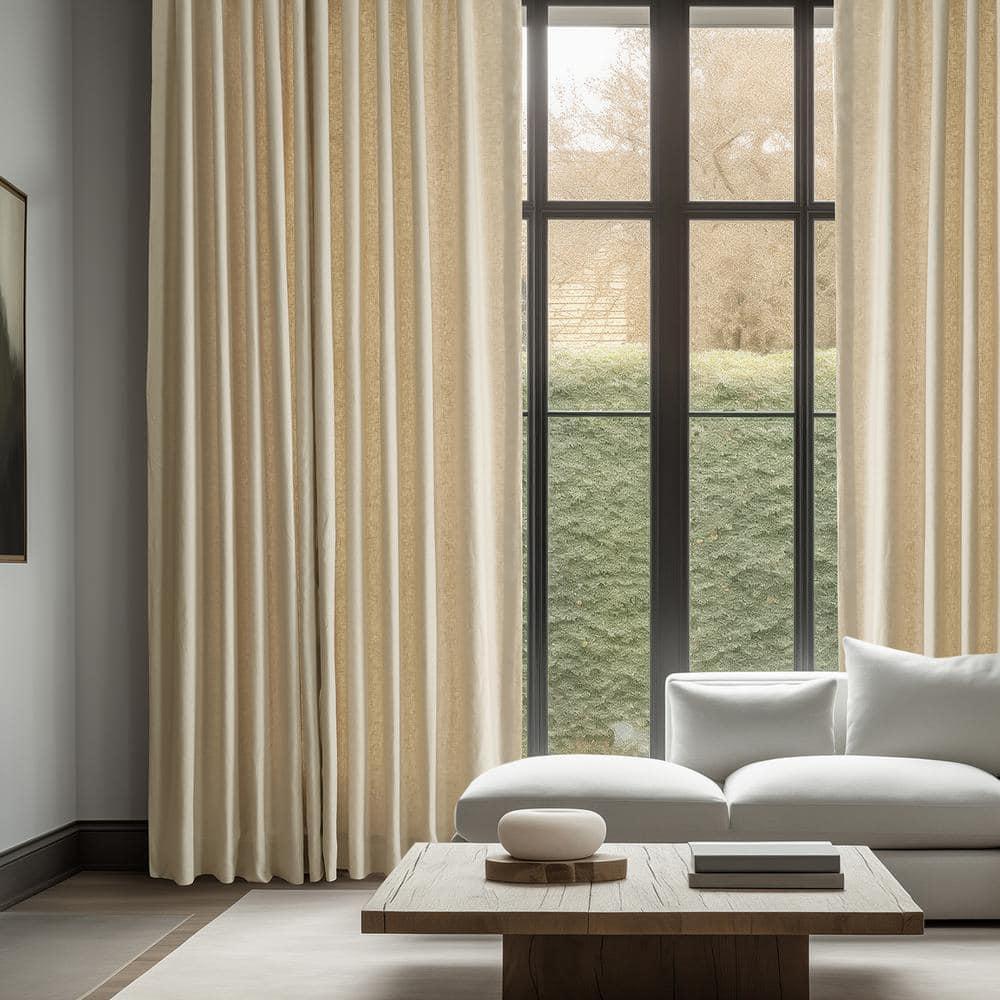 HPD HALF PRICE DRAPES French Linen Curtains 108 Inches Long Room Darkening Curtains for Bedroom & Living Room 50 X 108, (1 Panel), Walnut Beige