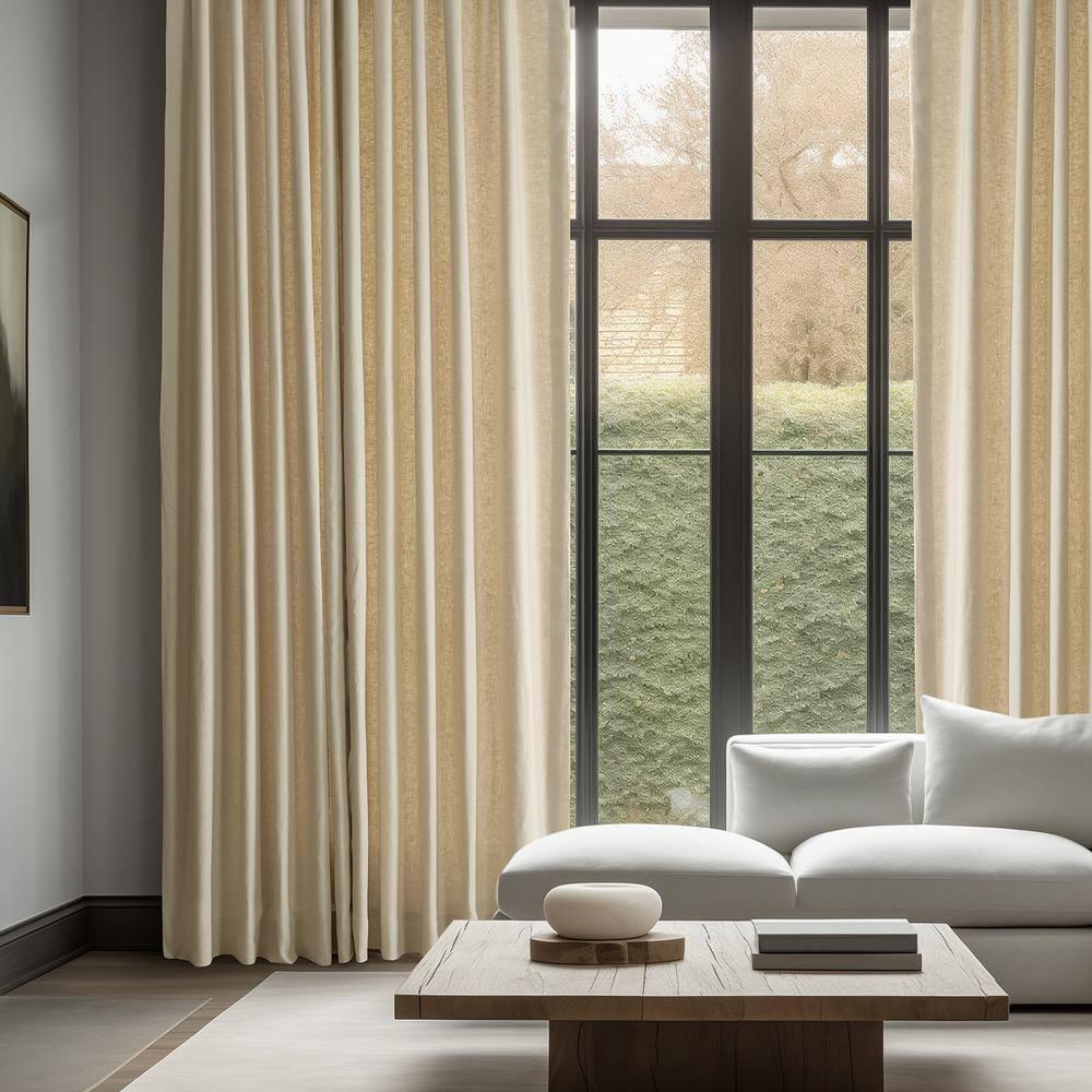 HPD HALF PRICE DRAPES French Linen Curtains 96 Inches Long Room Darkening Curtains for Bedroom & Living Room 50 X 96, (1 Panel), Walnut Beige, 50W x 96L