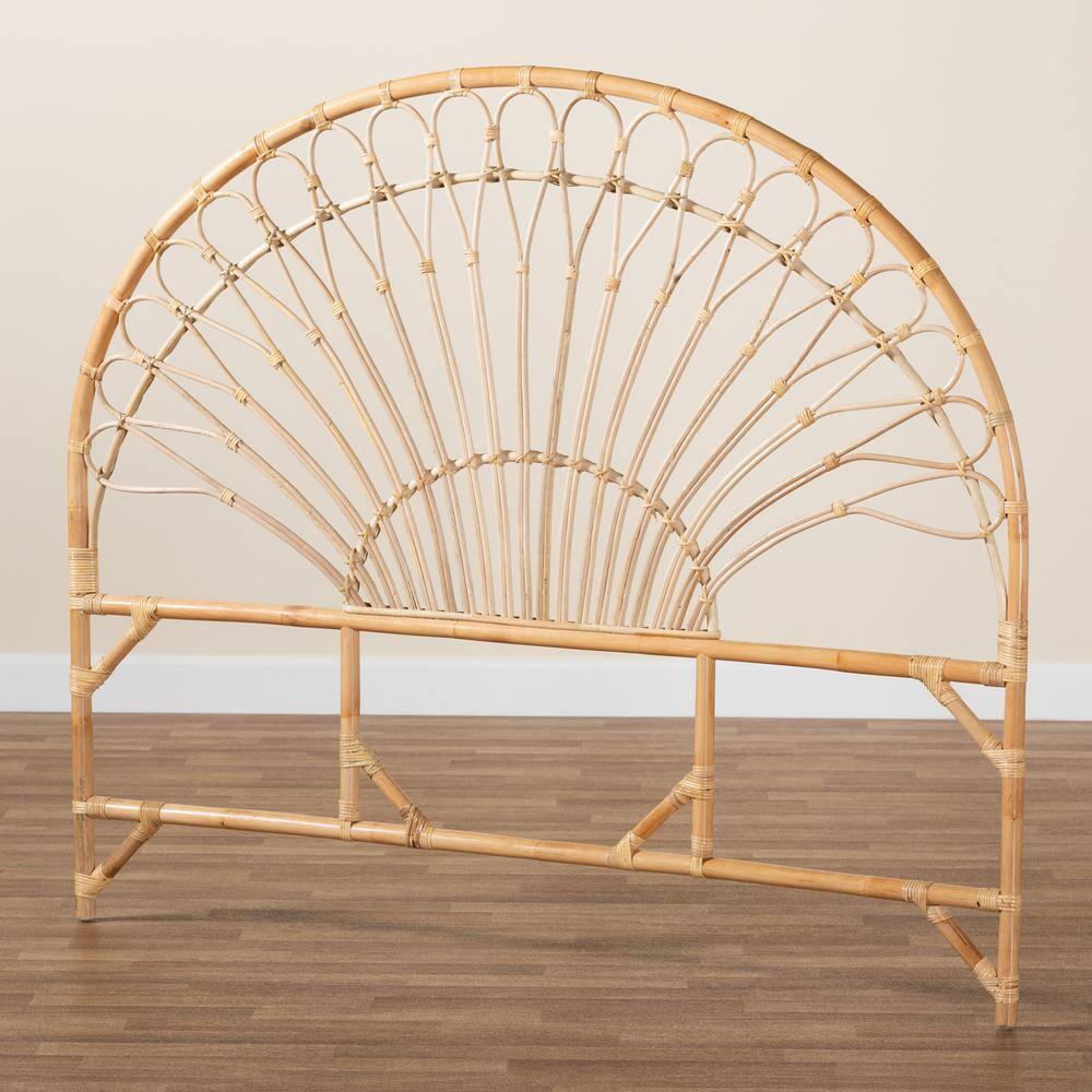 bali & pari Bohemian Natural Brown Rattan Queen Size Standalone Headboard