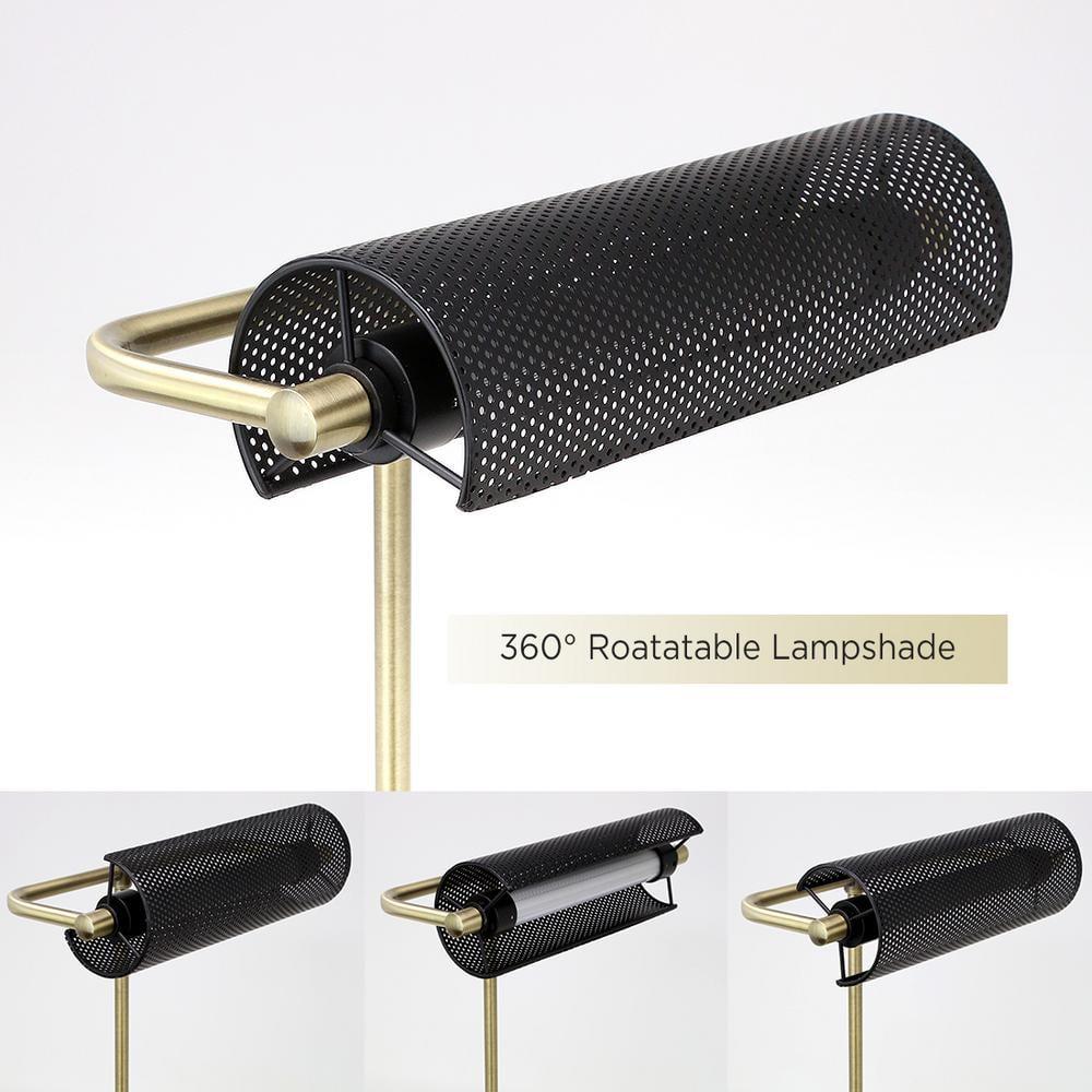 O’Bright LED Desk Lamp with USB Charging Port, Metal Lamp, Flexible Swivel Arms, Soft White LED Reading Light (3000K), Bedside Reading Lamp, Office Lamp, Table Lamp, ETL Listed (Piano Lamp - Black)