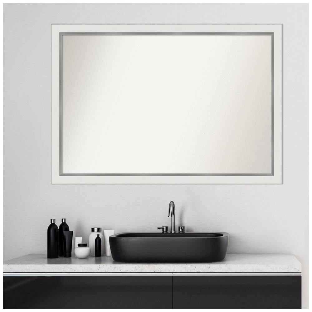 39" x 27" Non-Beveled Eva Narrow Bathroom Wall Mirror Gold - Amanti Art: Modern Polystyrene Framed, Includes Mounting Hardware