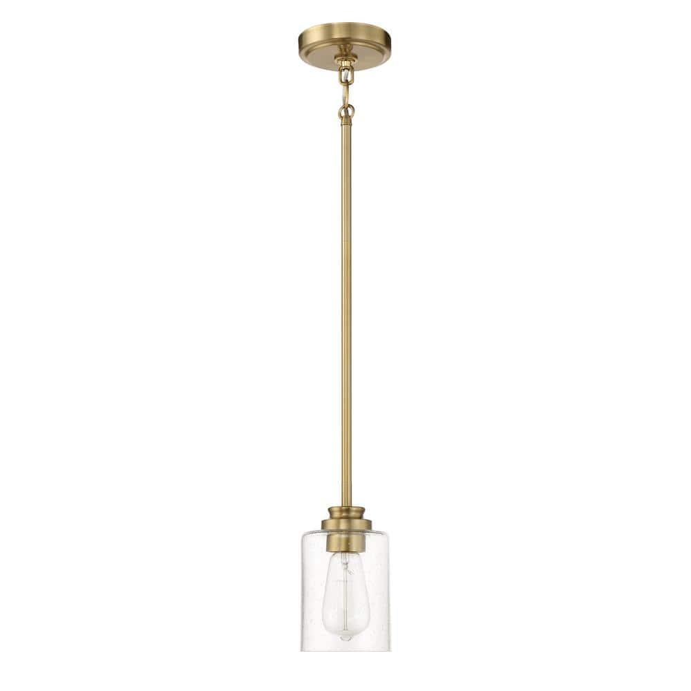 Elegant Mini Pendant Light in Satin Brass with Glass Shade