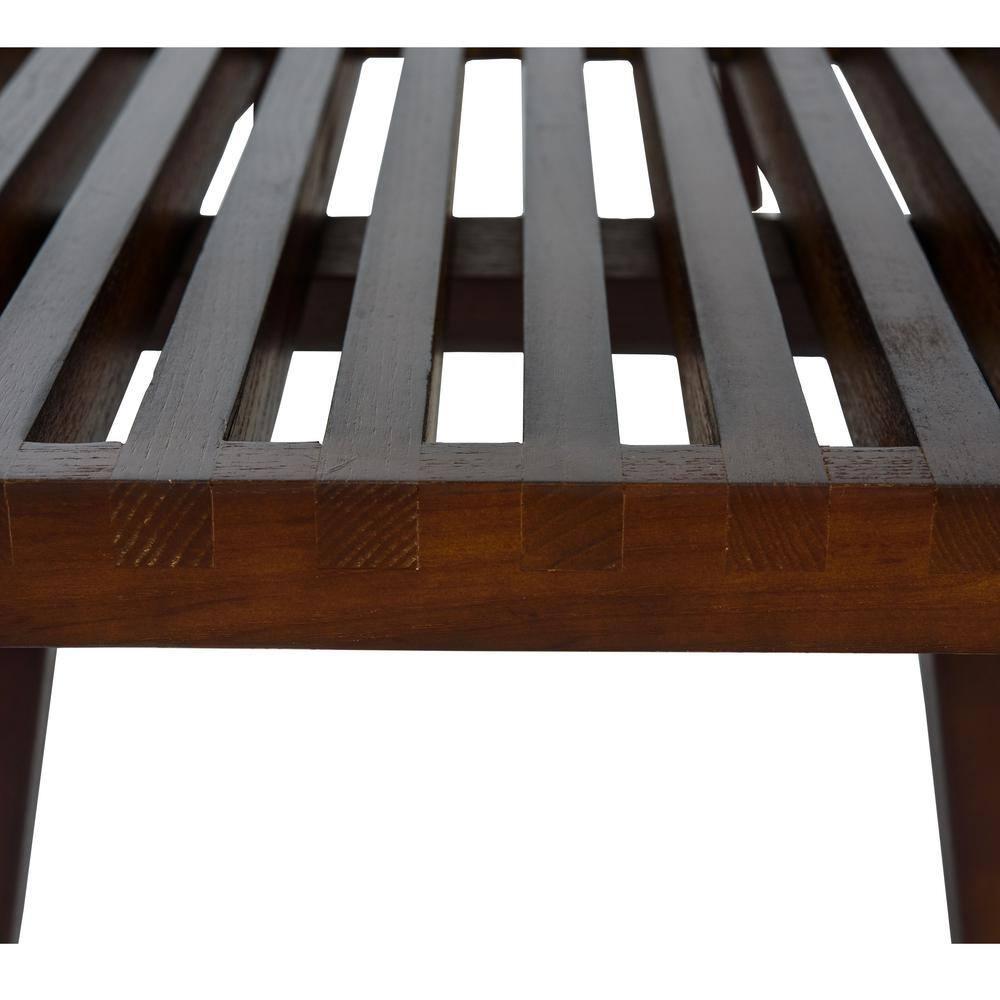LeisureMod 72" Mid-Century Modern Slatted Wood Entry Bench, Indoor Accent Seating for Hallway or Bedroom