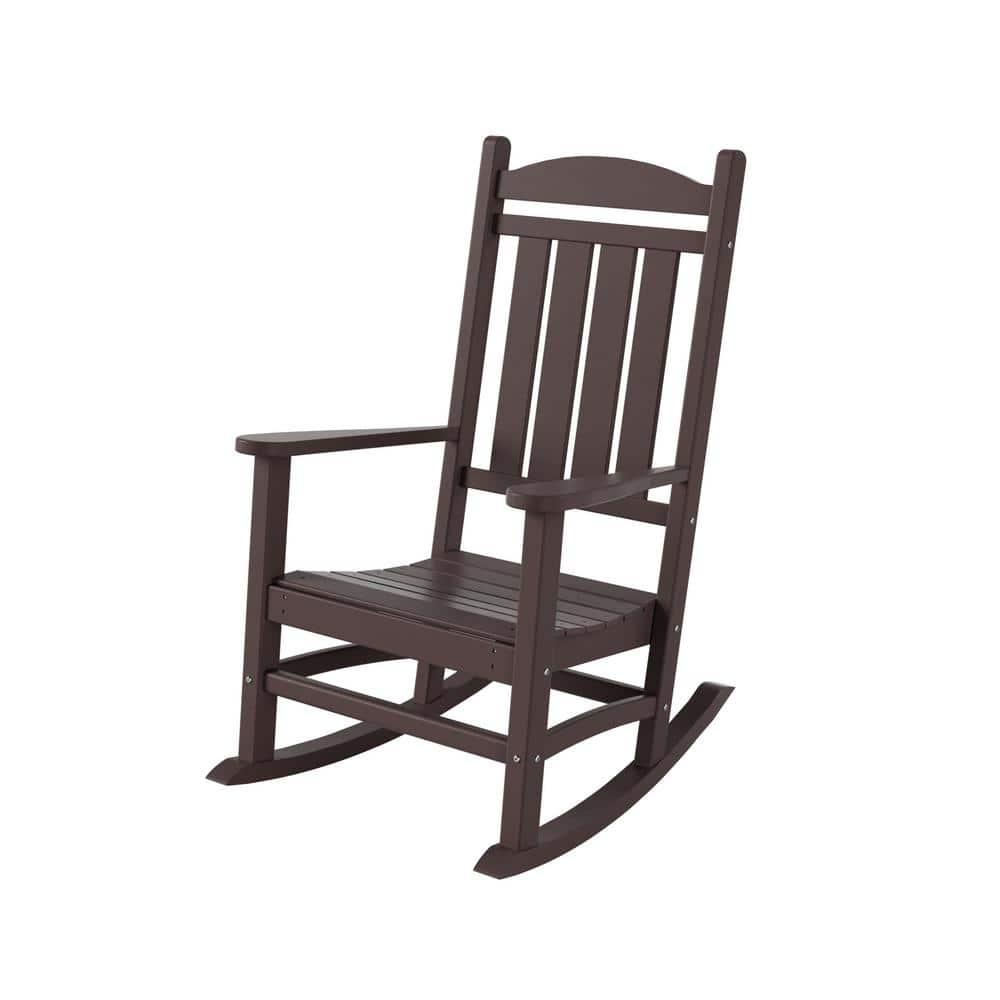 Polytrends  Laguna Hdpe All Weather Outdoor Patio Rocking Chair Dark Brown